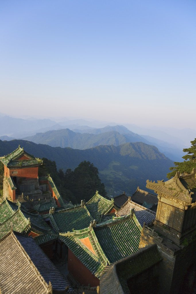 Detail of Taoist Temple in Mountain Landscape by Corbis