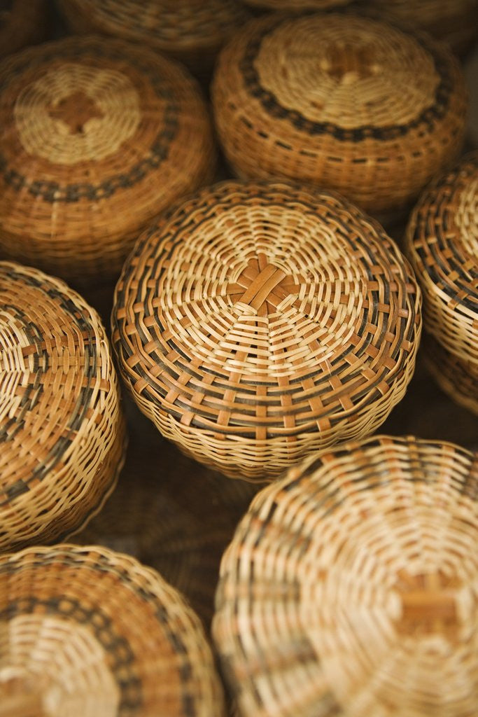 Detail of Locally Made Baskets For Sale on St. Thomas by Corbis