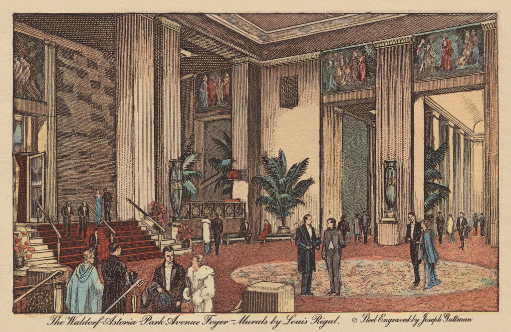 Detail of The Waldorf-Astoria Park Avenue Foyer Postcard by Corbis