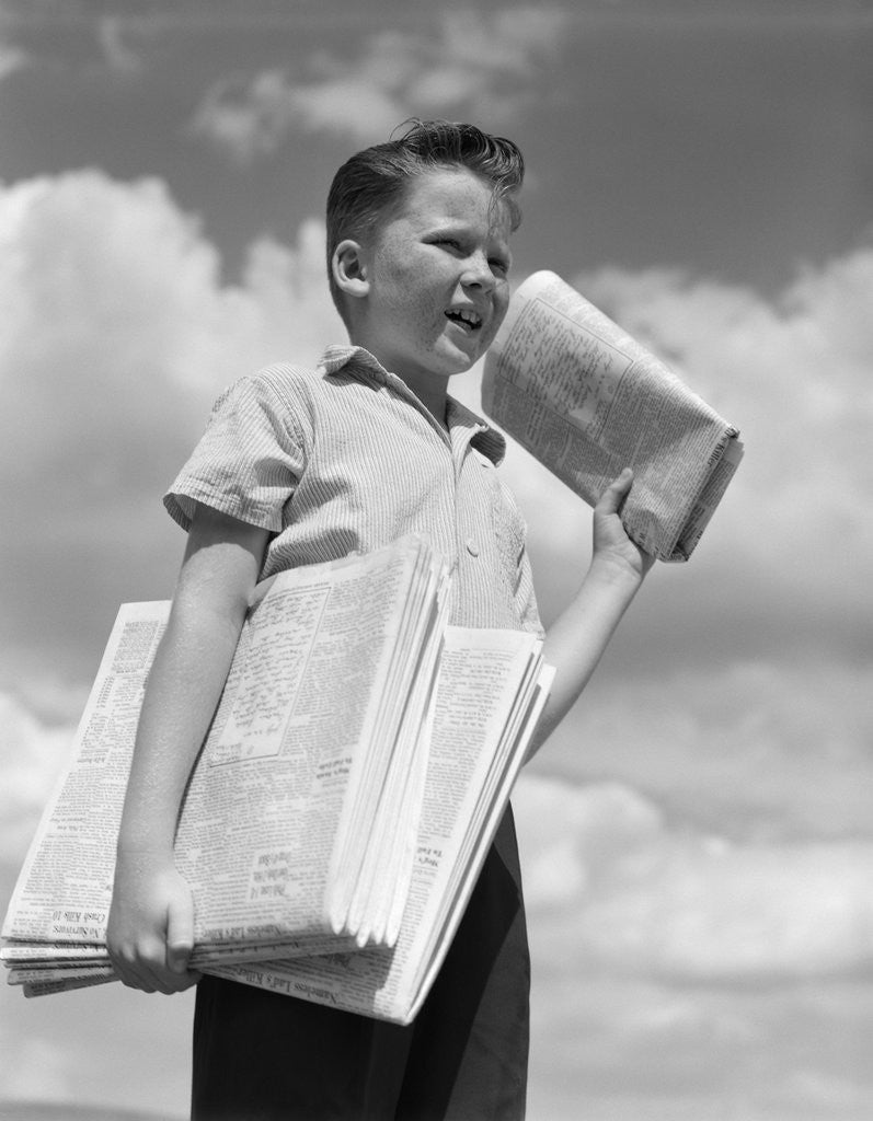 Detail of 1930s Newspaper Boy by Corbis