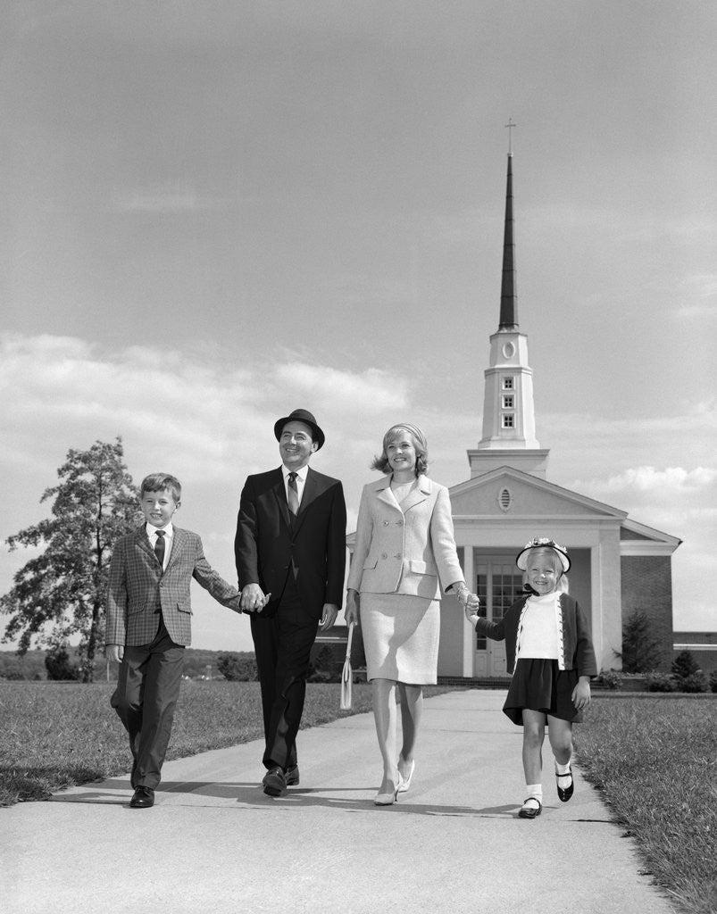 Detail of 1960s Family Walking From Church by Corbis