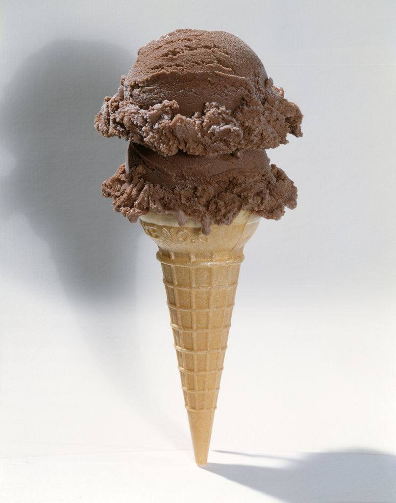 Detail of Two Scoops Chocolate Ice Cream Cone by Corbis