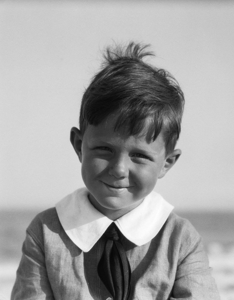 Detail of 1920s Portrait Boy At Camera Wearing Dickie Neck Tie Fashion by Corbis