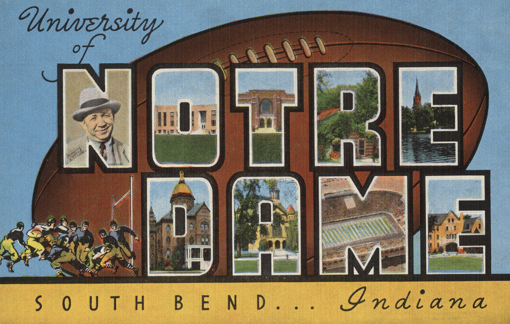 Detail of University of Notre Dame South Bend Indiana Postcard by Corbis