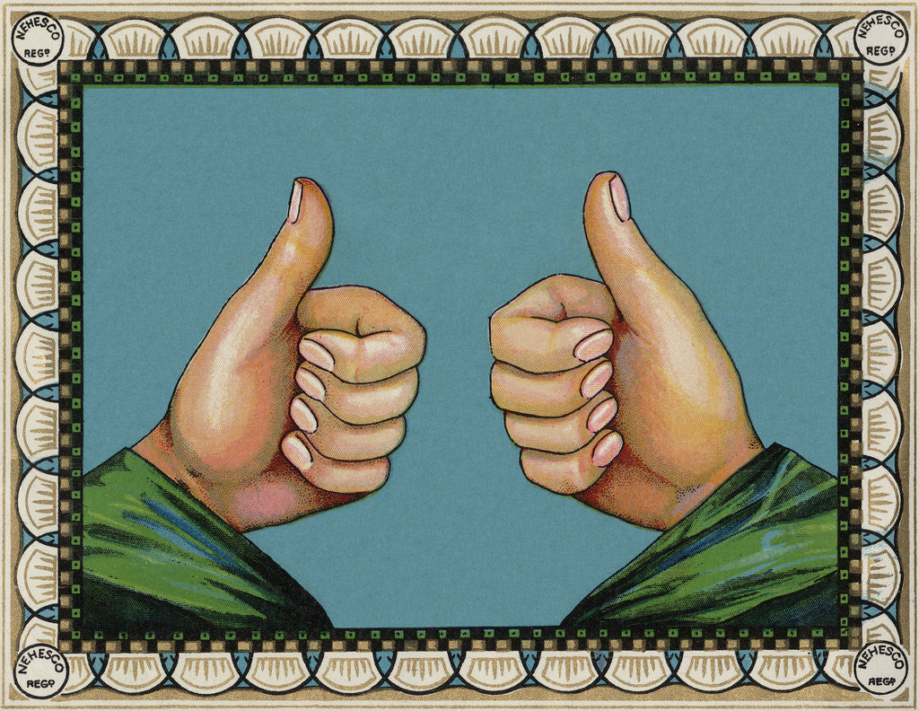 Detail of Illustration of Hands with Thumbs Up by Corbis