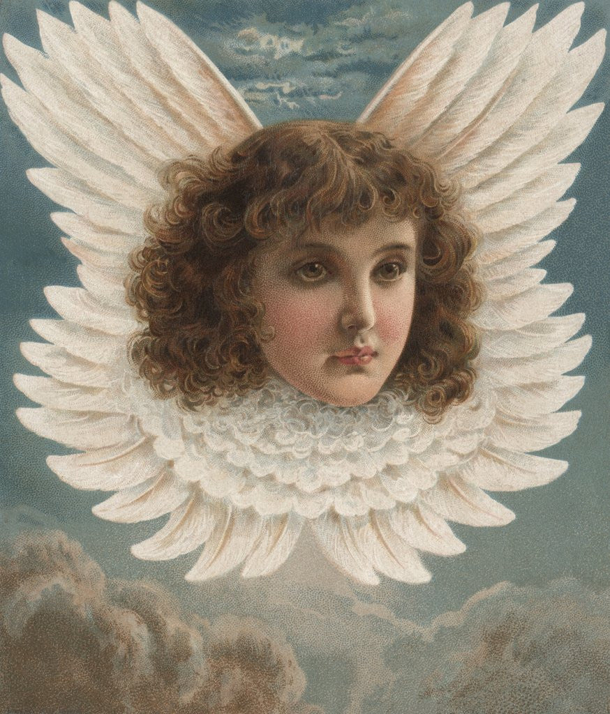 Detail of Illustration of Angel Face in Clouds by Corbis