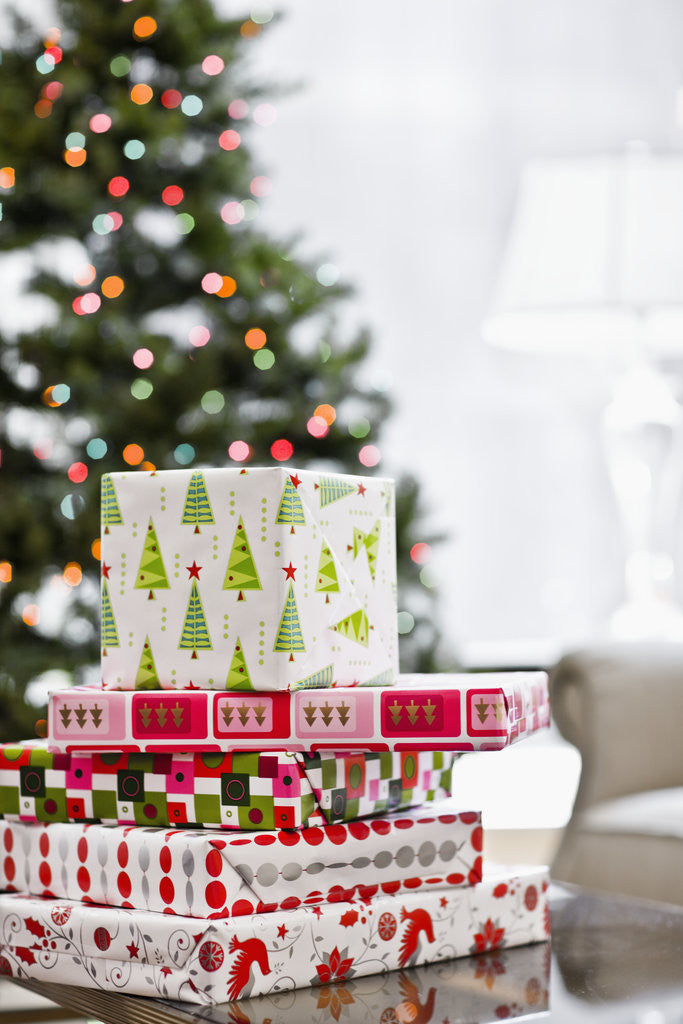 Detail of Stack of Christmas Gifts by Corbis