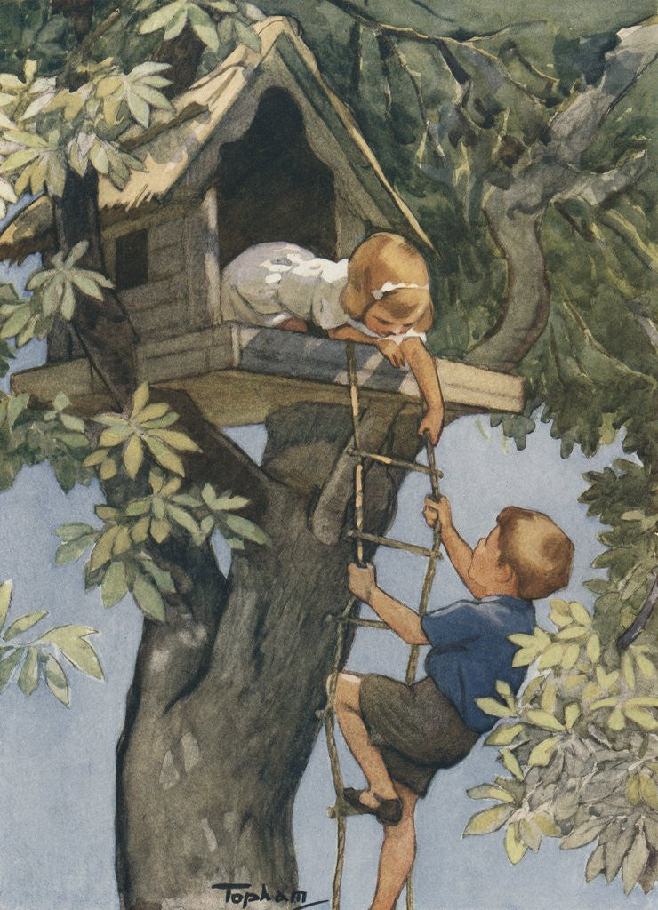 Detail of Book Illustration of Children in Treehouse by Inez Topham