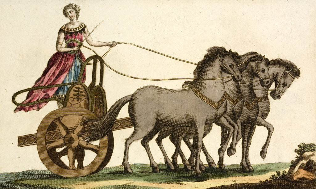 Detail of Print of Ancient Greek Female Charioteer by Corbis