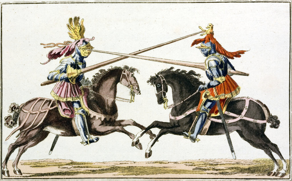 Detail of Print of Medieval Knights Jousting by Corbis