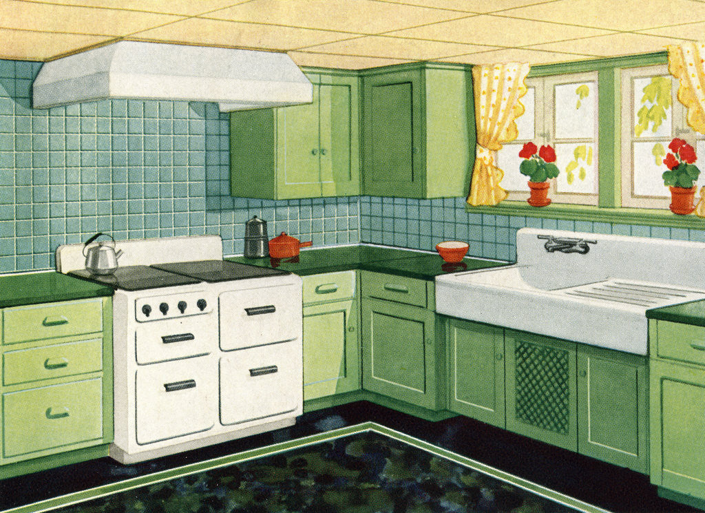 Detail of Illustration of Ideal American Kitchen by Corbis