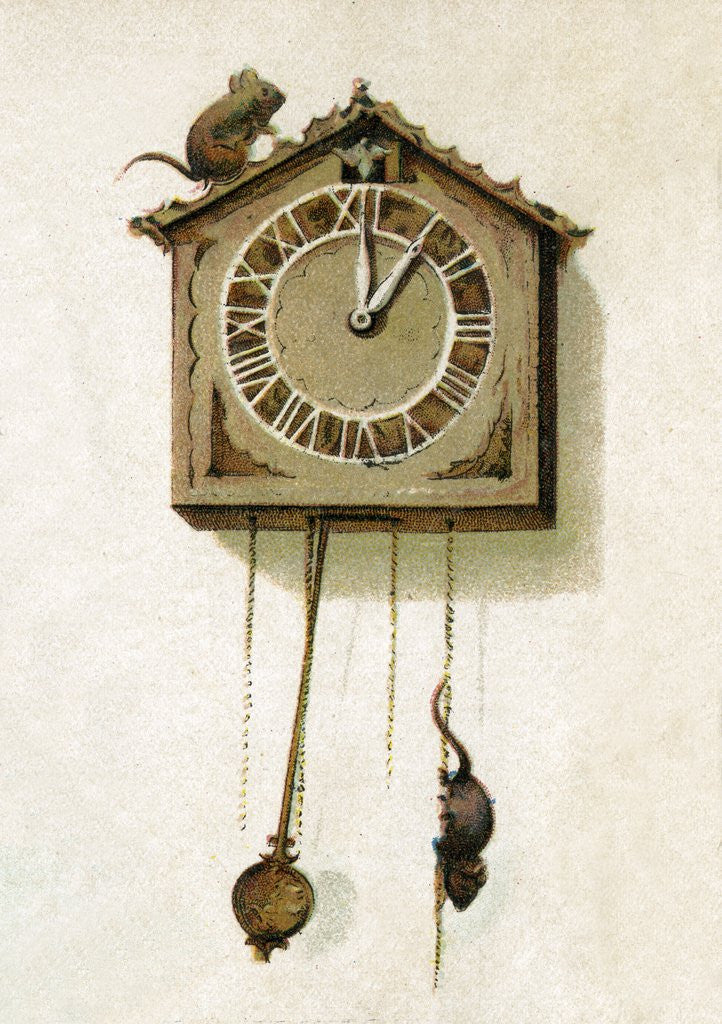 Detail of Hickory Dickory Dock, the Mouse Went Up the Clock Illustration by Corbis