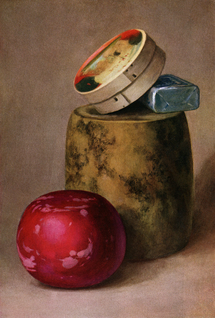 Detail of Illustration of four types of cheese by Corbis