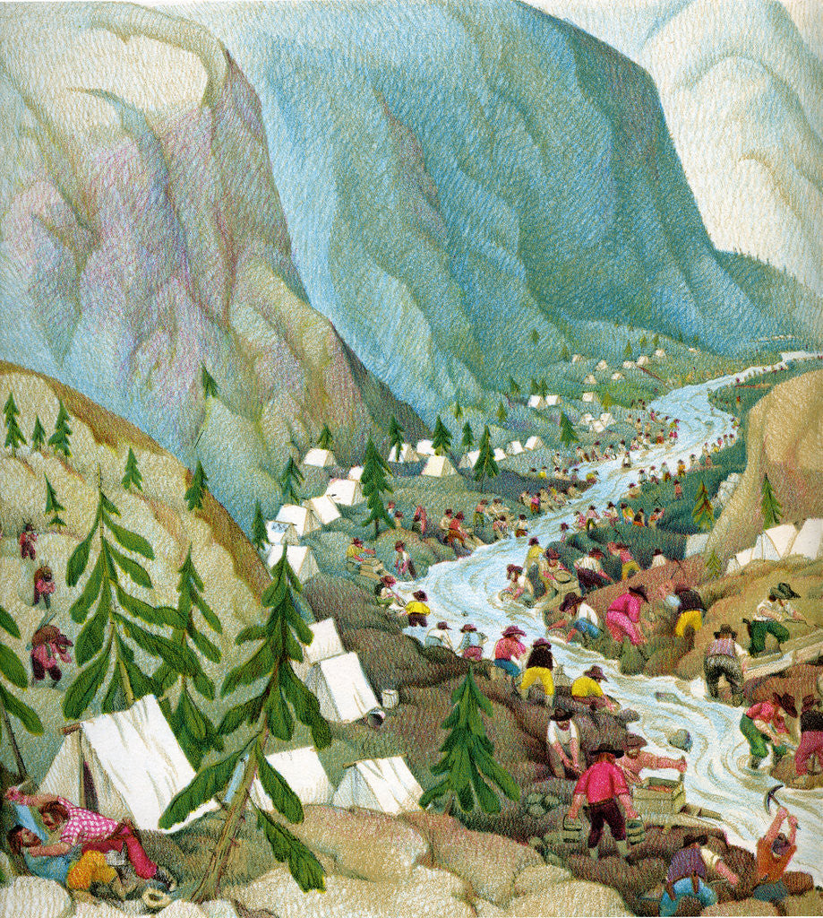 Detail of Illustration of Miners Panning for Gold in California by C.H. DeWitt