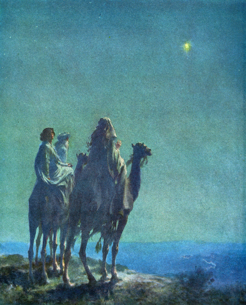 Detail of Illustration of Three Wise Men Viewing Star of Bethlehem by W.L. Taylor