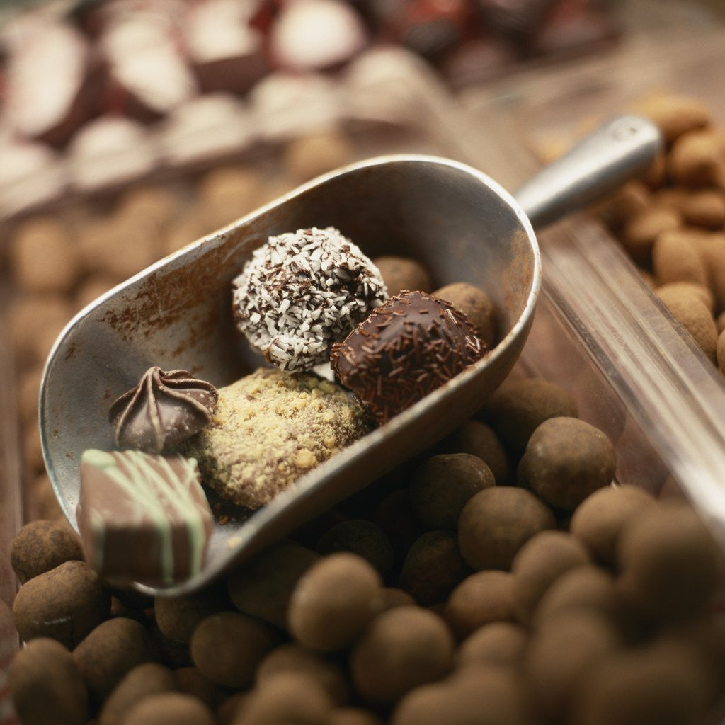 Detail of Chocolate truffles by Corbis