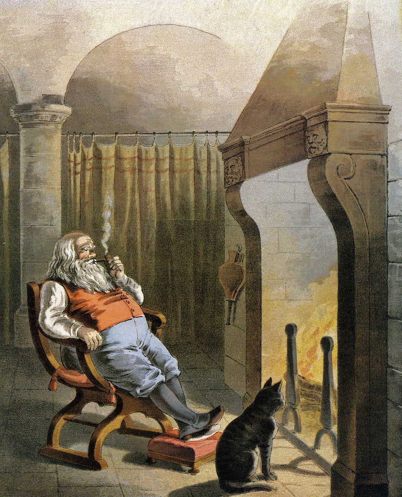 Detail of Illustration of Santa Claus sitting by fire on Christmas Eve by William Roger Snow