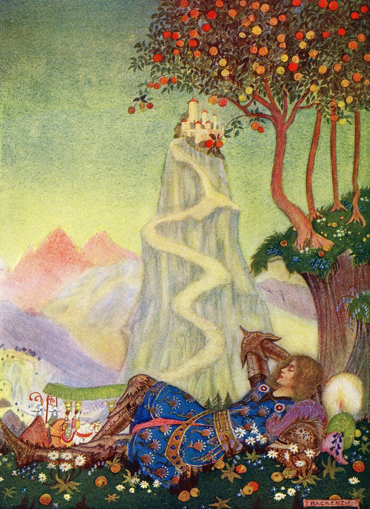 Detail of Illustration of Sir Lancelot sleeping by Thomas MacKenzie