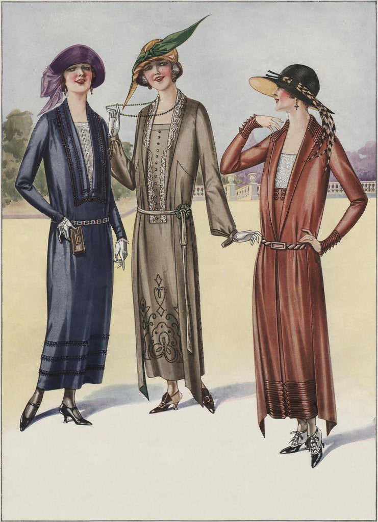 Detail of Three Women in Art Nouveau dresses by Corbis