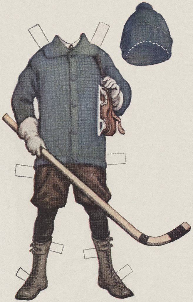 Detail of Paper doll with hockey clothes by Corbis