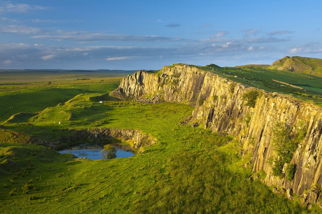 Detail of Walltown Crags and the route of Hadrian's Wall along the Great Whin Sill by Corbis