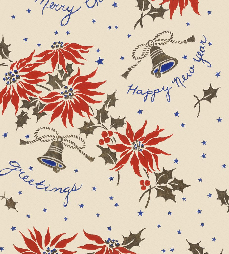 Detail of Happy new year pattern with flowers and bells by Corbis