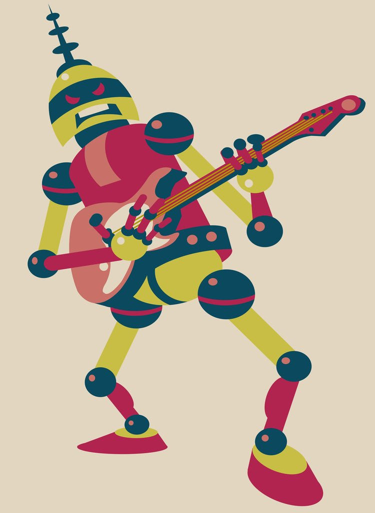 Detail of Robot playing electric guitar by Corbis