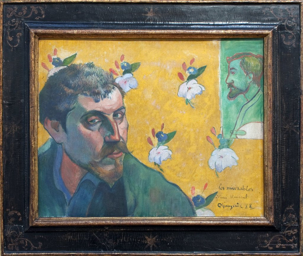 Detail of Self-Portrait with Portrait of Bernard (Les Miserables) by Paul Gauguin