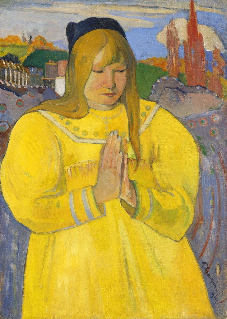 Detail of Young Christian Girl (Bretonne en Priere) by Paul Gauguin