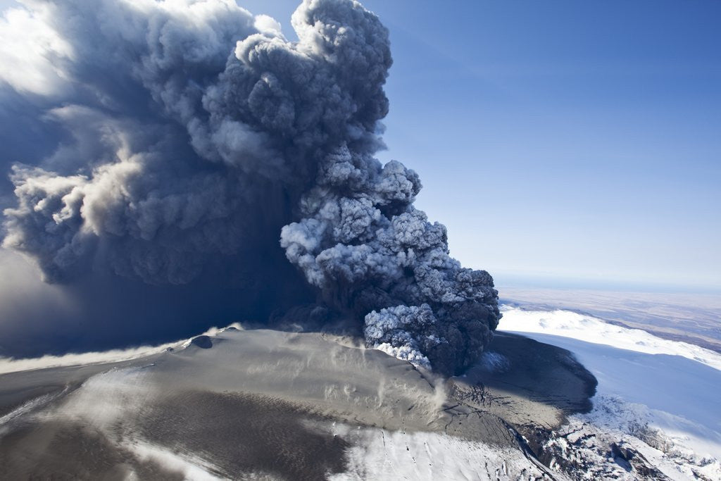 Detail of Eyjafjallajokull volcano erupting in Iceland by Corbis