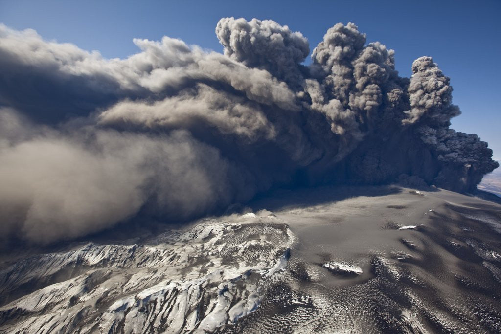 Detail of Eyjafjallajokull volcano erupting in Iceland by Corbis