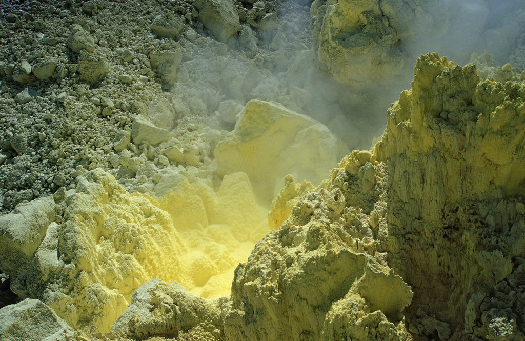 Detail of Sulfur in a volcano crater, Papua New Guinea, New Britain, Kimbe Bay by Corbis