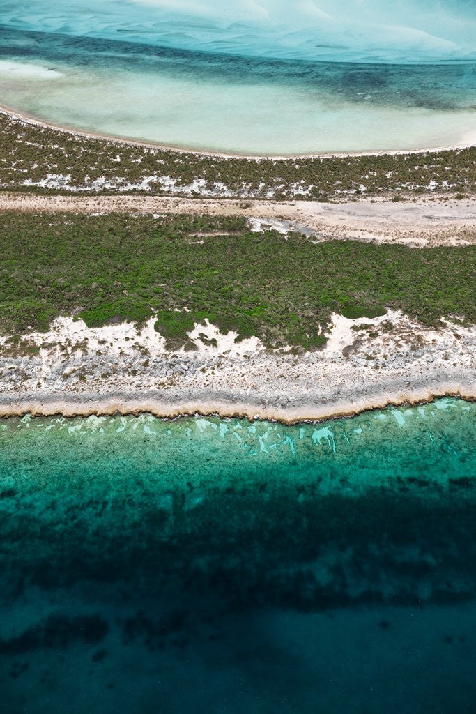 Detail of Aerial view of Exuma cays, Bahamas by Corbis