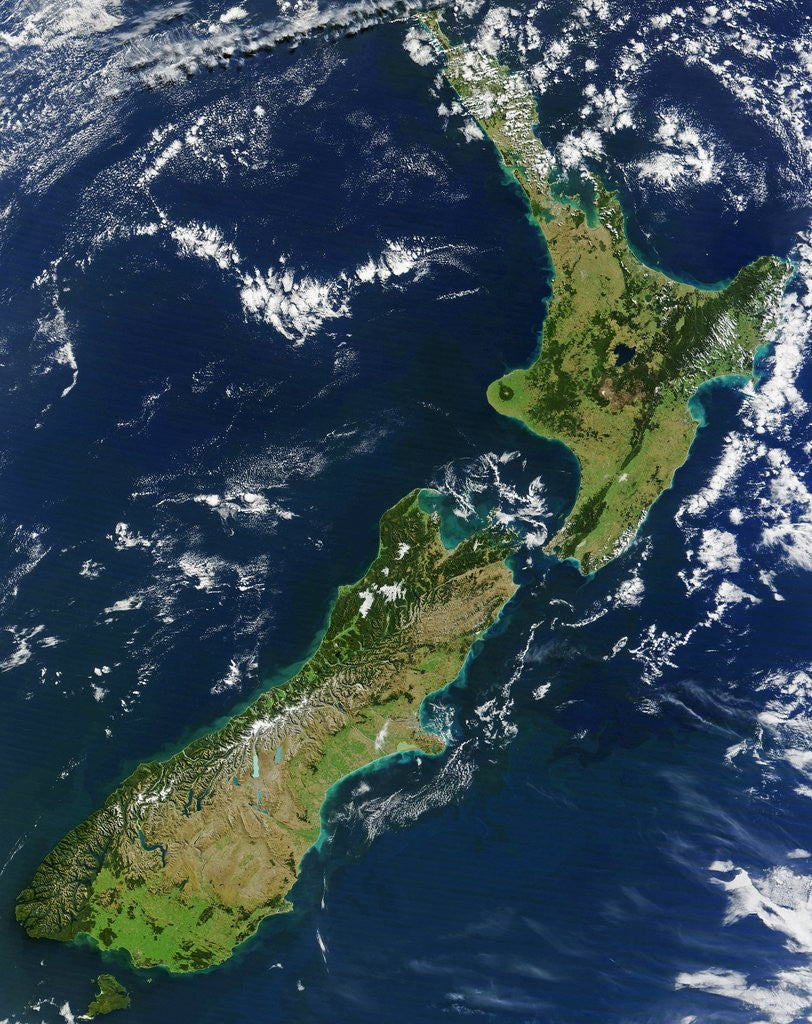 Detail of Satellite View of New Zealand by Corbis