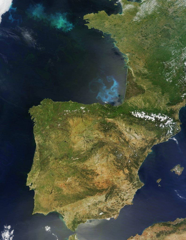 Detail of Satellite View of Spain, Portugal and the Iberian Peninsula by Corbis