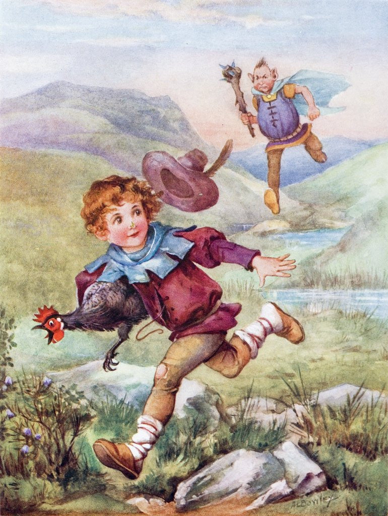 Detail of Jack and the Beanstalk illustration by Corbis