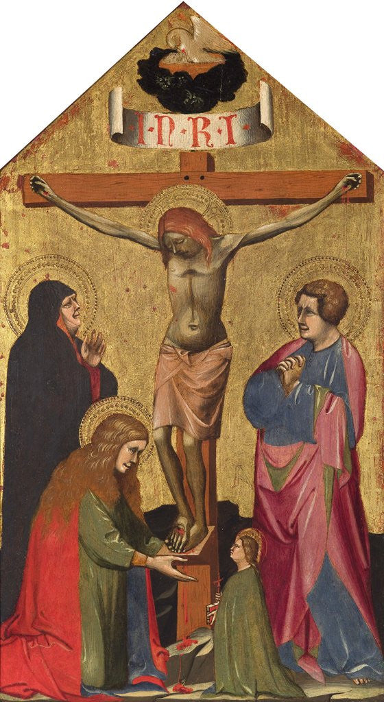 Detail of The Crucifixion with the Virgin Mary, St. Mary Magdalene, St. John the Evangelist, and a Female Saint by Jacopo di Paolo