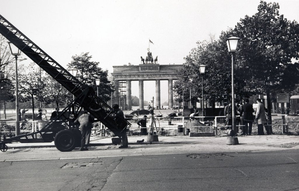 Detail of The Berlin Wall, under construction in August 1961 by Corbis