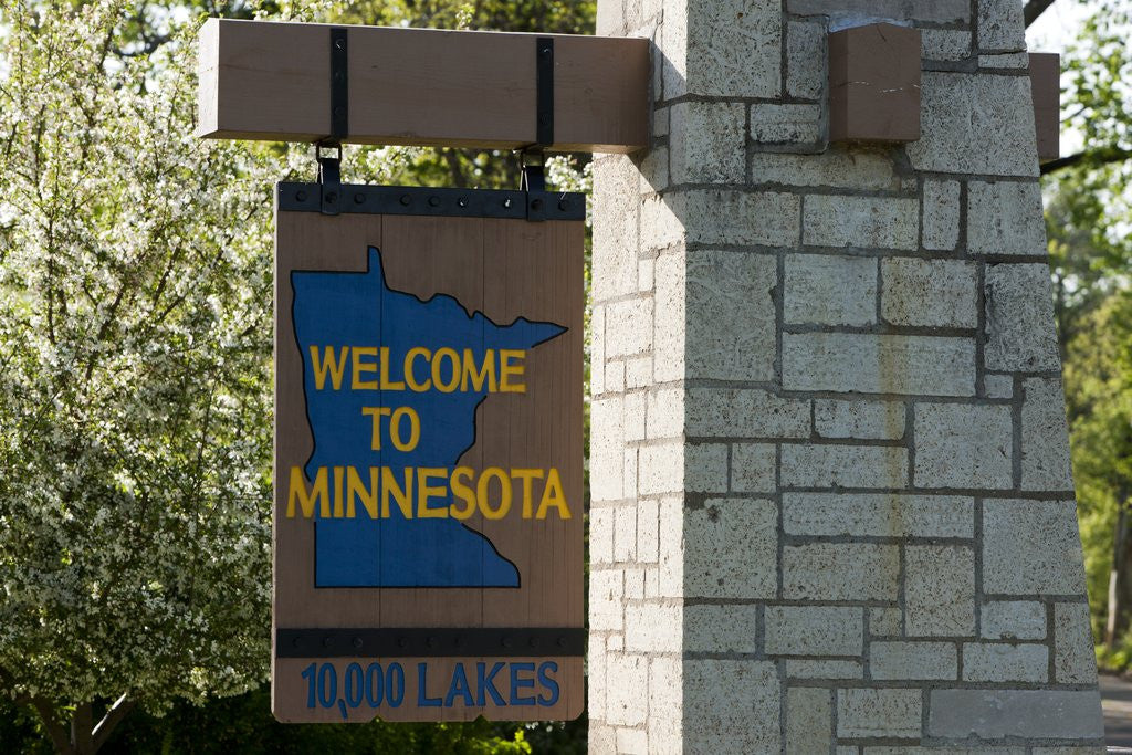 Detail of Welcome to Minnesota sign by Corbis