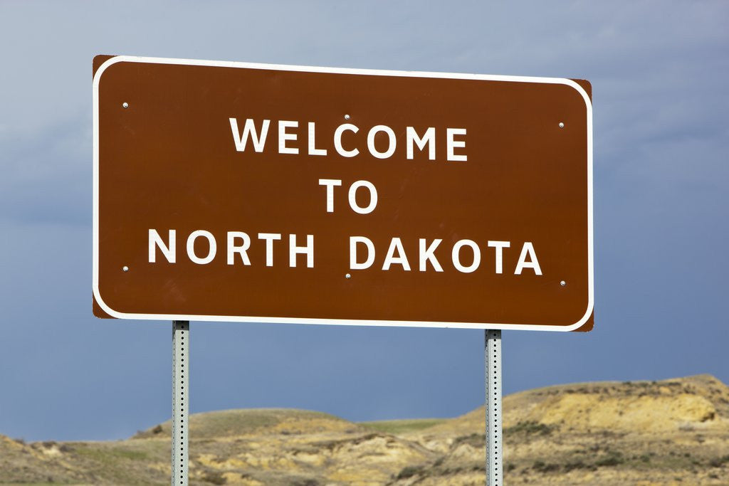 Detail of Welcome to North Dakota Sign by Corbis