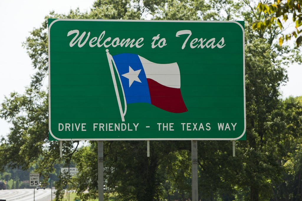 Detail of Welcome to Texas Sign by Corbis