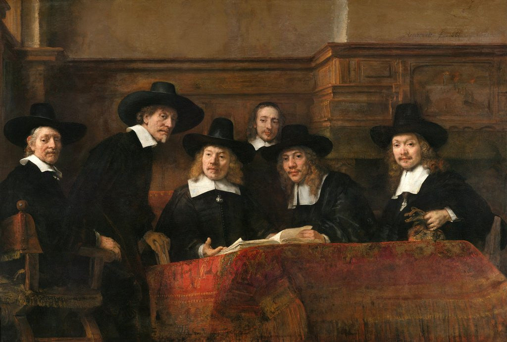 Detail of The Syndics: the Sampling Officials (Wardens) of the Amsterdam Drapers Guild by Rembrandt Harmensz van Rijn