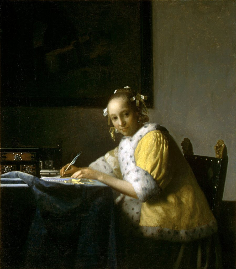 Detail of A Lady Writing a Letter by Jan Vermeer
