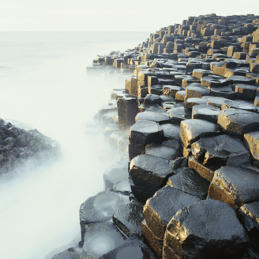 Detail of Fog at basalt columns of Giants Causeway by Corbis