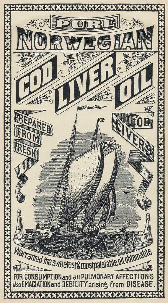 Detail of Pure Norwegian Cod Liver Oil advertisement by Corbis