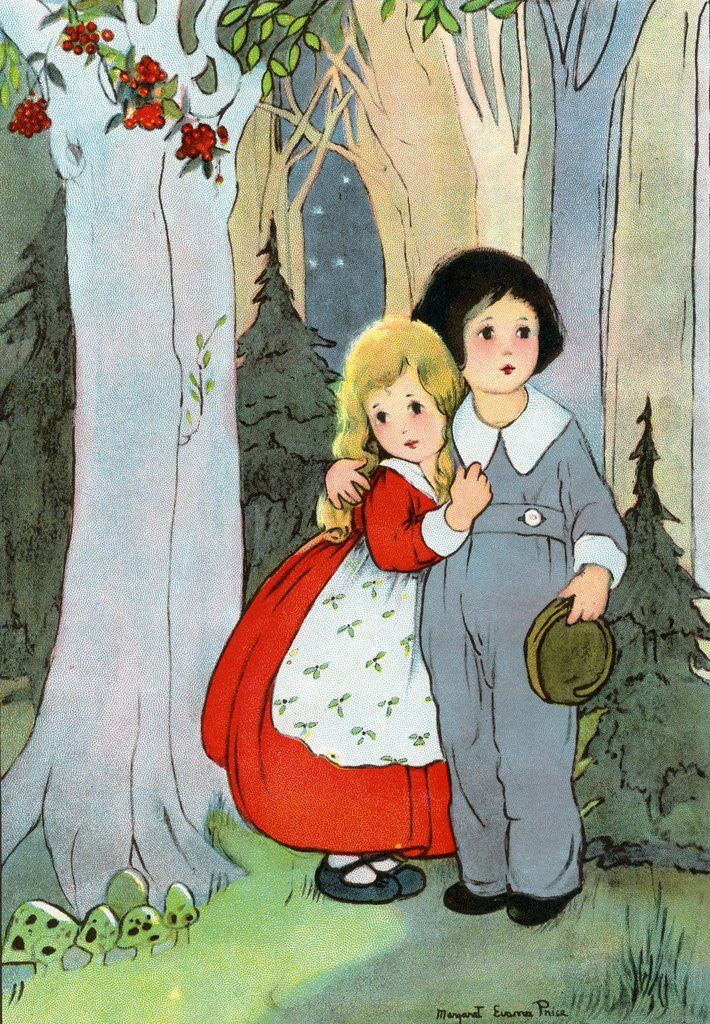 Detail of Hansel and Gretel in the forest by Corbis