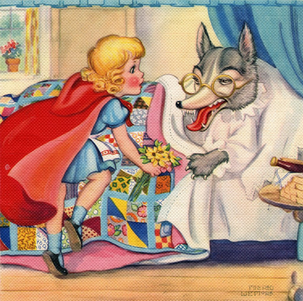 Detail of Big Bad Wolf and Little Red Riding Hood by Corbis