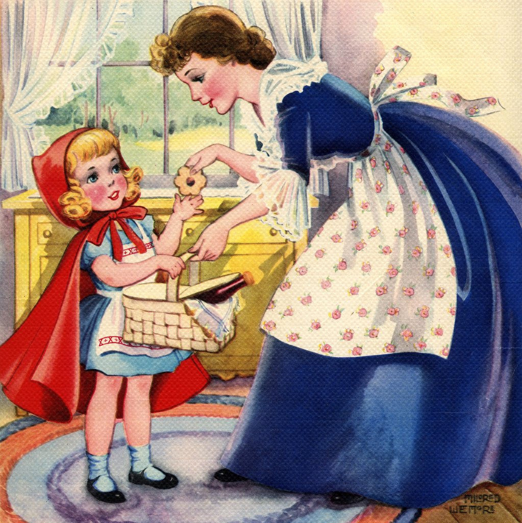 Detail of Mother giving cookies to Little Red Riding Hood by Corbis