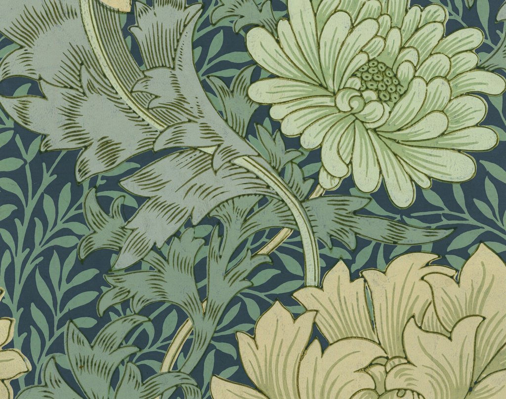 Detail of William Morris wallpaper sample with chrysanthemum by Corbis