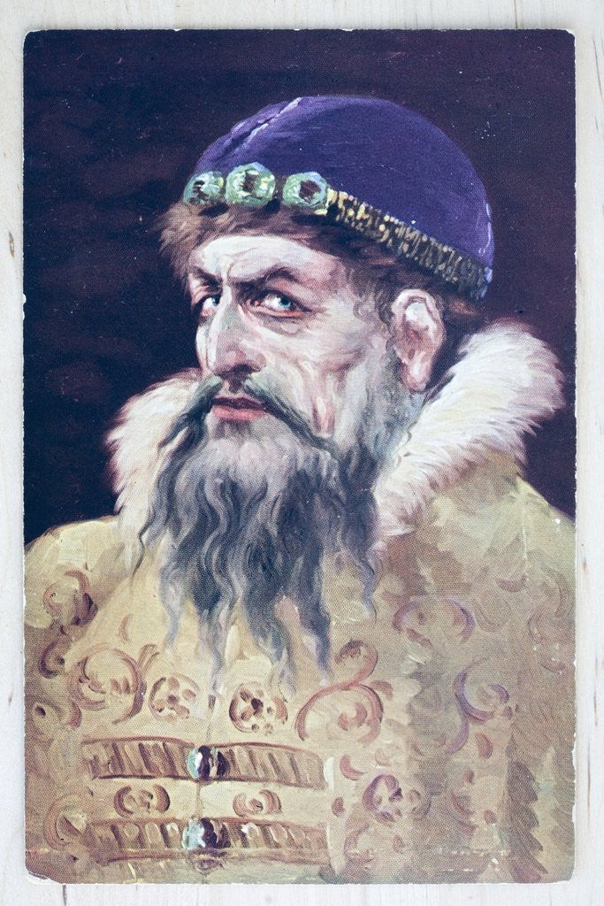 Detail of Early 20th century Russian postcard of Ivan the Terrible, who was was Grand Prince of Moscow from 1533 to his death in 1584. by Corbis